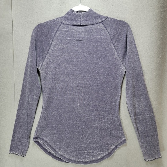 Chaser Distressed Purple Burnout Tshirt Womens S High Neck Long Sleeve Grunge - Picture 3 of 13